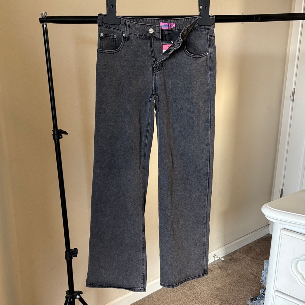 Edikted Black Washed Straight Leg Jeans